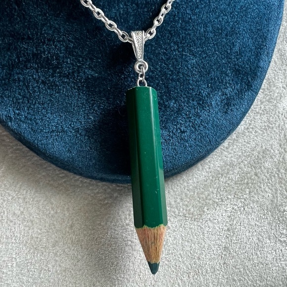 HOST PICK Handmade Green Colored Pencil Necklace and Earring Set - Picture 2 of 7